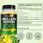 Mullein Gummies for Lungs, 2000mg Mullein Leaf Extract for Lung Cleanse and Respiratory Support, Natural Mullein Herbal Supplement, Pear Flavor Gummies 60 Count