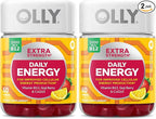 OLLY Extra Strength Daily Energy Gummy,Caffeine Free,1000mcg Vitamin B12,CoQ10,Goji Berry,Adult Chewable Supplement,Berry Yuzu Flavor -,60 Count (Pack of 2)