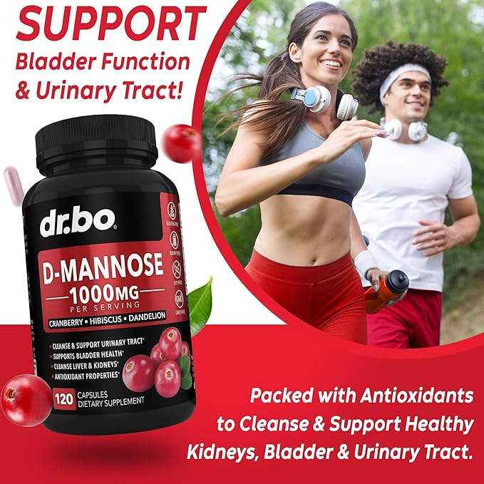 D Mannose Supplements for Women Pills - Natural D-Mannose 500mg Capsules, Cranberry DMannose Pills 1000mg Per Serving - Bladder Flush & Urinary Tract Cleanse Health Supplement - 120 Veg Capsules