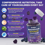 Magnesium Glycinate Gummies for Kids 6+ & Adults, Kids Magnesium Sleep Aid Gummies 500mg/250mg with L Theanine, B6, Glycine, Zinc for Sleep, Calm, Relax Brain, Muscle, Melotonin Free, Sugar Free, 60Ct