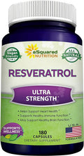 100% Natural Resveratrol - 1000mg Per Serving Max Strength (180 Capsules) Antioxidant Supplement, Trans-Resveratrol Pills for Heart Health & Pure, Polyphenols