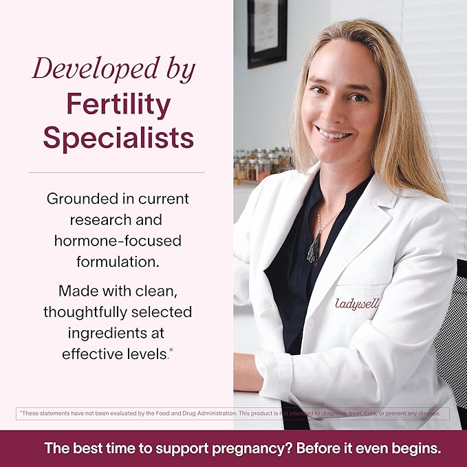 Ladywell Fertility + Egg Health | Fertility Support | Ovarian Health, Egg Quality, Ovulation & Conception Wellness Support | CoQ10, Folate + Key Ingredients | Science-Backed Women’s Supplement, 60 Ct