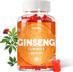 Panax Ginseng Gummies for Men and Women, 1500mg Ginseng Root Extract Boost Energy, Pectin-Based Mixed Berry Flavor Chews, 60 Count