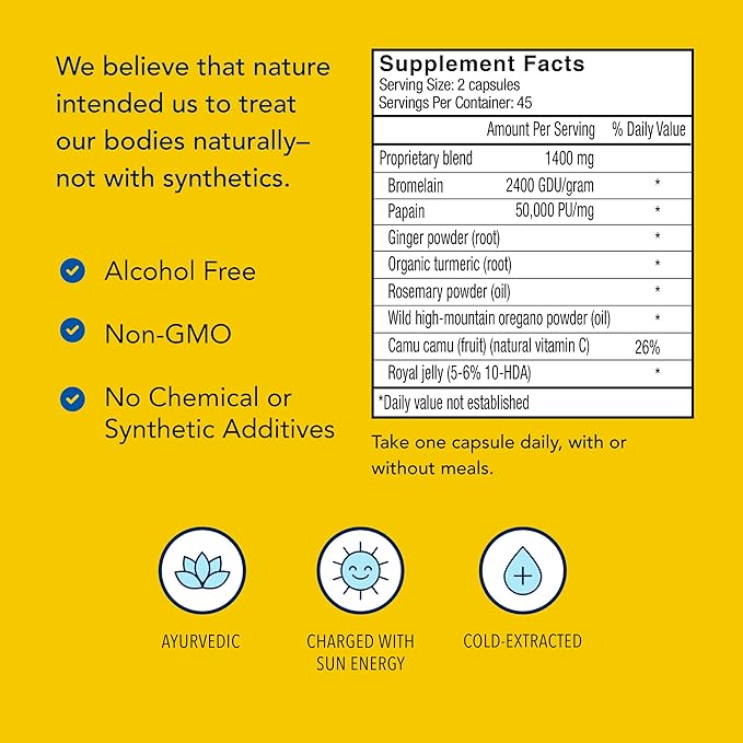 NORTH AMERICAN HERB & SPICE Inflam-eeZ - 90 Capsules - Supports Healthy Immune & Inflammatory Response - Ginger Root, Camu Camu Berries, Bromelain & Papain Plus - Non-GMO - 45 Total Servings