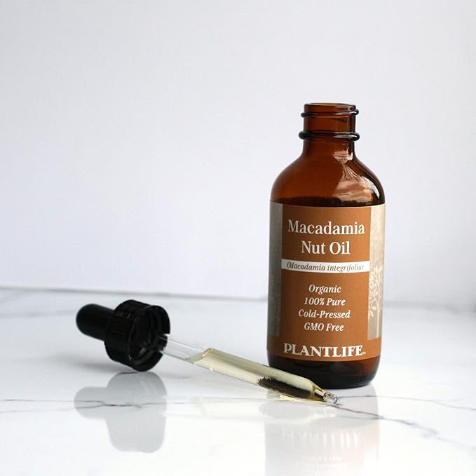 Plantlife Macadamia Nut Carrier Oil - Cold Pressed, Non-GMO, and Gluten Free Carrier Oils - For Skin, Hair, and Personal Care - 2 oz