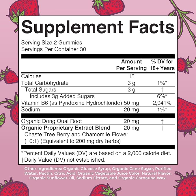 MARYRUTH'S Organic Menstrual Support Gummies for the Relief of Common Symptoms of Premenstrual Syndrome | PMS Support | Premenstrual Mood Support | USDA Organic | Non-GMO | Vegan | 30 Servings