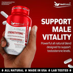 Herbtonics Testosterone Support Supplement for Men - Korean Panax Ginseng & Tribulus Terrestris - Supports Healthy Energy, Strength & Stamina - 60 Vegan Capsules