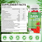 Saw Palmetto Gummies 600mg Saw Palmetto Supplement with Pumpkin Seed Oil, Biotin, Prostate Health Supplements for Men, Advanced DHT Blocker, Hair & Urinary Health Support, Raspberry Flavor, 60 Counts