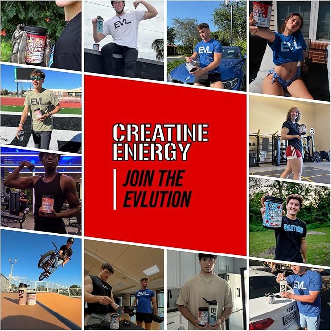 Evlution Nutrition Creatine Energy - Supports Muscle Growth, Boosts Energy, Endurance & Cognition - 5g Pure Creatine Monohydrate Per Serving - B + C Vitamin Complex - 30 Servings - Fruit Punch