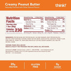 think! Protein Bars, High Protein Snacks, Gluten Free, Kosher Friendly, Creamy Peanut Butter, Nutrition Bars, 2.1 Oz per Bar, 12 Count (Packaging May Vary)