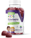 Viteey Sambucus Elderberry Gummies for Kids Immune Support Supplements with Zinc & Vitamin C 3-1 Immune Booster - Vegetarian, Gelatin Free, Gluten Free, GMO Free - Tasty Chewable Berry Flavored