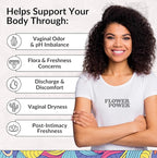 Flower Power Boric Acid Suppositories for Women - 30 Capsules - 600mg for Vaginal pH Balance & Freshness - Vegan, Made in USA