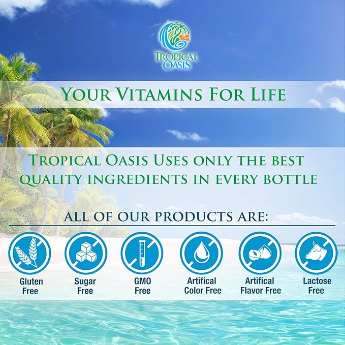 Tropical Oasis–Premium Liquid Glucosamine Chondroitin & MSM- Liquid Joint Support Formula 1500mg Glucosamine, 800mg Chondroitin, & 500mg MSM - 16 Fl Oz