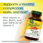 MegaFood Skin, Nails & Hair 2 - Vitamins for Women & Men - Biotin, Vitamin A, C, Zinc, B6, E, Pantothenic Acid - Vegan - Made Without 9 Food Allergens - 60 Tabs (30 Servings)