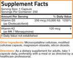 Bronson Vitamin K2 (MK7) with D3 Extra Strength Supplement Bone and Heart Health Non-GMO Formula 10,000 IU Vitamin D3 & 120 mcg Vitamin K2 MK-7 Easy to Swallow Vitamin D & K, 250 Capsules