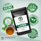 Elephantal Wellness Liver Herbal Tea – Supports Liver Detox, Repair & Resilience | Milk Thistle, Artichoke Leaf, Dandelion Root & Burdock | Caffeine-Free Loose Leaf Herbal Tea – 2oz, 20 Servings
