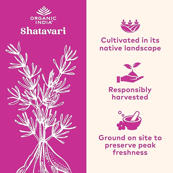 ORGANIC INDIA Shatavari Capsules - Herbal Supplement, Supports Hormonal Balance & Immune System, Vegan, Gluten-Free, USDA Organic, Supports Reproductive Health - 60 Capsules