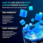 Creatine Monohydrate Gummies 8500mg Complex for Men & Women - Pre Workout Creatine Chews for Muscle Growth, Strength & Energy, Sugar Free, Vegan, Blueberry Flavor - 120 Count