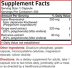 Bronson Resveratrol 500 Complex Standardized Trans-Resveratrol + Grape Seed & Red Wine Extract, 250 Capsules