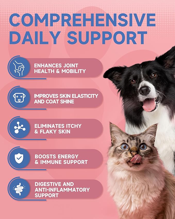 Premium Collagen for Dogs & Cats Skin and Coat Supplement, 10 in 1 Liquid Collagen for Cats -Support for Joints, Hips, Skin & Coat Health with Hyaluronic Acid, Biotin, MSM - Roast Chicken Flavor