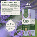 HERBAMAMA Vitex Chasteberry Supplement for Women - Natural Menopause Support* with Vitex Berry Tincture - Chaste Tree Berry Drops for Hormonal Balance & Cycle Support* - 42-Day Supply