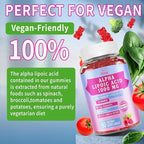 Alpha Lipoic Acid Gummies 1000Mg with Vitamin B1, B12, A, E - High Absorption Sugar Free Chewable ALA Supplement for Energy and Nerve* Support,Raspberry Flavor, 60 Gummies