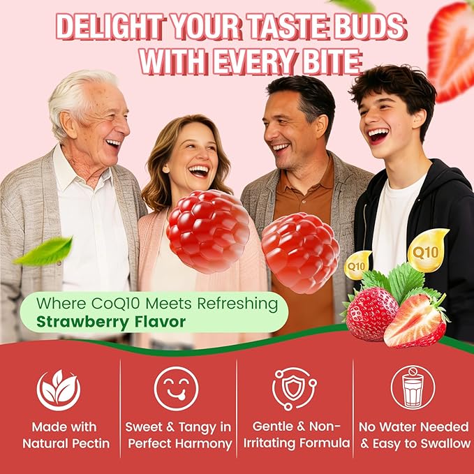 NATURE TARGET CoQ10 Gummies 200mg – High Absorption Coenzyme Q10 Supplements for Heart, Energy & Antioxidant with PQQ，Zinc & Ashwagandha, Strawberry Flavor, 90 Count