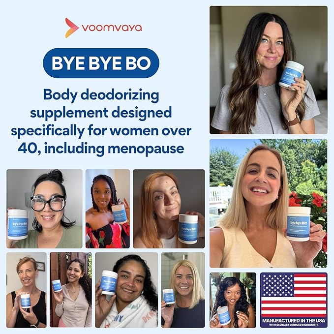 VoomVaya Bye Bye BO – Body Deodorizing Supplement for Women Over 40 – Chlorophyll Pills with Sage & Peppermint – Internal Deodorant for Body Freshness – 60 Capsules