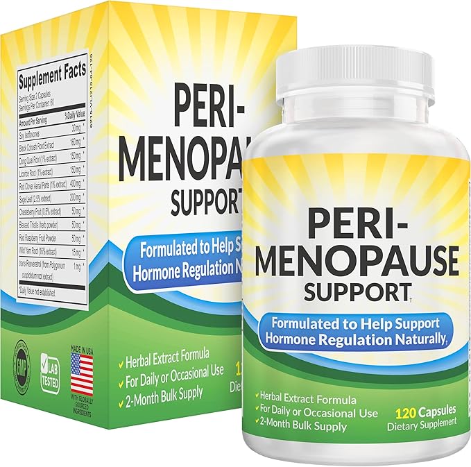 Perimenopause Support (2-Month) Supplement Blend | Women's Health & Hormone Support with 11 Herbs & Extracts | Female Hormonal Balance Supplements | 60-Day Bulk Supply | 120 Capsules