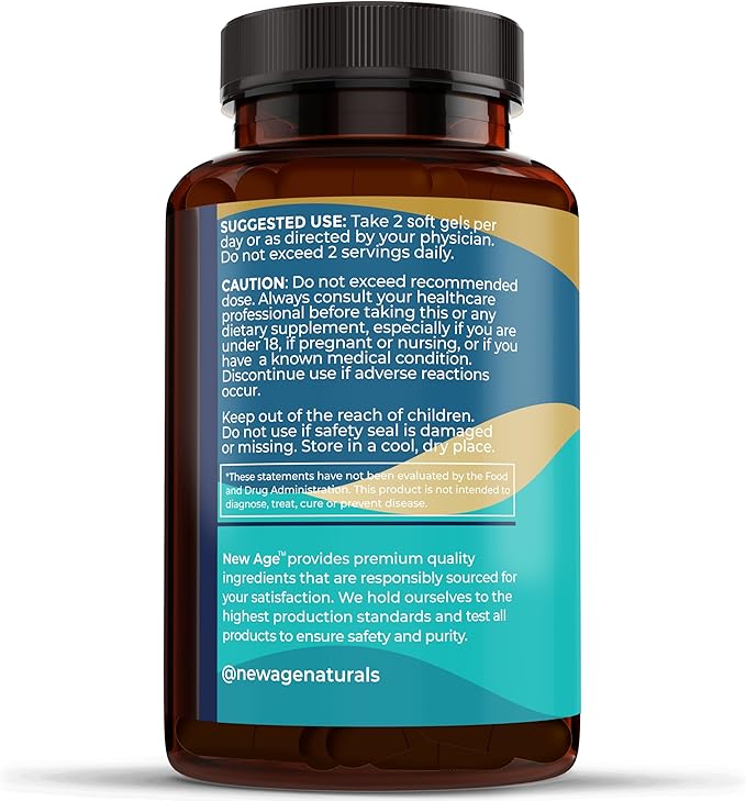 NEW AGE Omega 3 Fish Oil Supplement - Non GMO - EPA, DHA Fatty Acids Gluten Free (270 Softgels (Pack of 3))