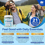 Methylated Multivitamin for Men & Women Gummies + Greens & Mushroom Blend, Methylfolate & B12, TMG, Choline, Daily Vitamin A, C, D3K2, E, B Complex, Coq10, ALA for Overall Wellness, Sugar Free, 60 Cts