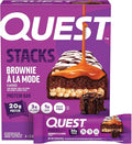 Quest Nutrition Stacks Protein Bars, Brownie a la Mode Flavor, 20g Protein, 3g Net Carbs, 1g Sugar, High Fiber, Low Sugar, Gluten Free, 4 Count