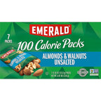 Emerald Nuts Unsalted Almonds and Walnuts 7 Ct (1-Pack), 100-Calorie Individual Packs of Nut Blend, Kosher Certified, Non-GMO, Contains No Artificial Preservatives, Flavors or Synthetic Colors