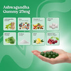 VITA GLOBE Ashwagandha Gummies 25mg with Vitamin D2 100mcg and Zinc 2mg, Ashwagandha for Men and Women, Supplement for Everyday Wellness, Mood Balance and Immune Nutrition, 60 Count, 2 Pack