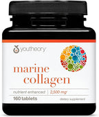 Youtheory Marine Collagen Tablets - 2,500 mg Fish-Sourced Collagen Peptides- with Vitamins A, C, E, B6 & B12 - Supports Joint & Nail Health* - Highly Absorbable - 160 Tablets (32-Day Supply)