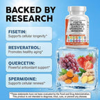 Clean Nutra Fisetin Quercetin Resveratrol Spermidine - Longevity Supplement with NAD Berberine Apigenin | Anti Aging Cellular Health Support Capsules 90 Count