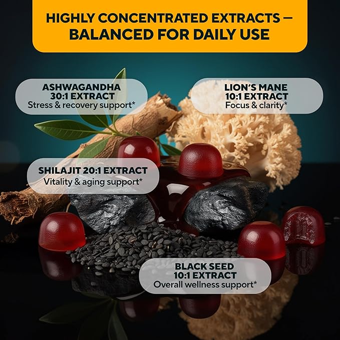 VitaUp Himalayan Shilajit Gummies for Men & Women – Sugar-Free Shilajit Gummies with Fulvic Acid – Pure Energy, Immune & Healthy Aging Support – 60 Gummies