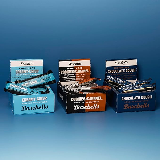 Barebells Starter Pack (3 Mix Pack) – 36 Total Bars, High Protein Snack, with 20g Protein & No Added Sugar – On-the-Go Breakfast or Post-Workout Treat, Cookies and Caramel, Creamy Crisp, Chocolate Dough