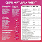 Cortisol Supplements Detox for Women - 20-in-1 Cortisol Reducer,Manager,Lower w/Ashwagandha,Magnesium,L-Theanine,Saffron,Rhodiola for Hormone Balance/Sleep/Stress Relief,Strawberry Flavor
