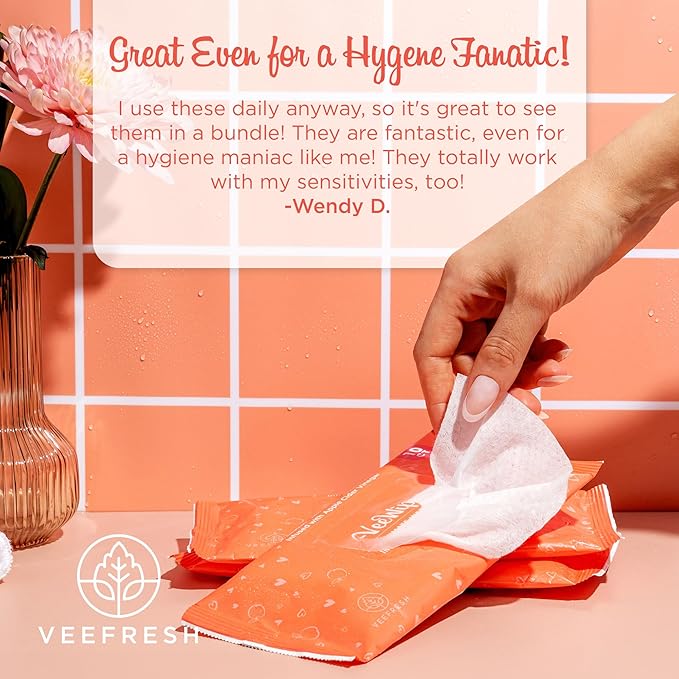 VeeFresh VeeDaily - VeeGentle Intimate Wash & VeeWipes ACV Sensitive Vee Bundle - Apple Cider Vinegar Infused Female Wipes for Women & Natural Feminine Wash for Sensitive Vees!