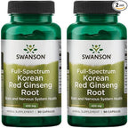 Swanson Full-Spectrum Korean Red Ginseng Root 400 Milligrams 90 Capsules (2 Pack)