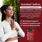 NutriRise Saffron Supplements 120 Capsules, 88.5mg Pure Extract - 4 Month Supply for Mood, Energy, Sleep, Stress & Cortisol Support - Non-GMO, Vegan & Gluten-Free for Women & Men