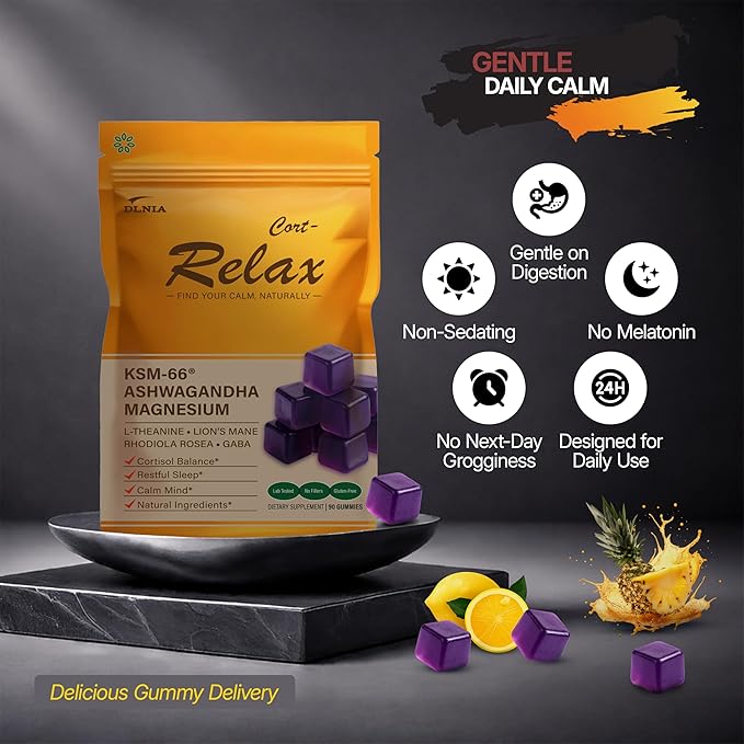 Magnesium Glycinate Stress & Cortisol Support Gummies | Calm Focus by Day, Deep Sleep by Night | 17-in-1 with KSM-66® Ashwagandha, L-Theanine & Lion’s Mane