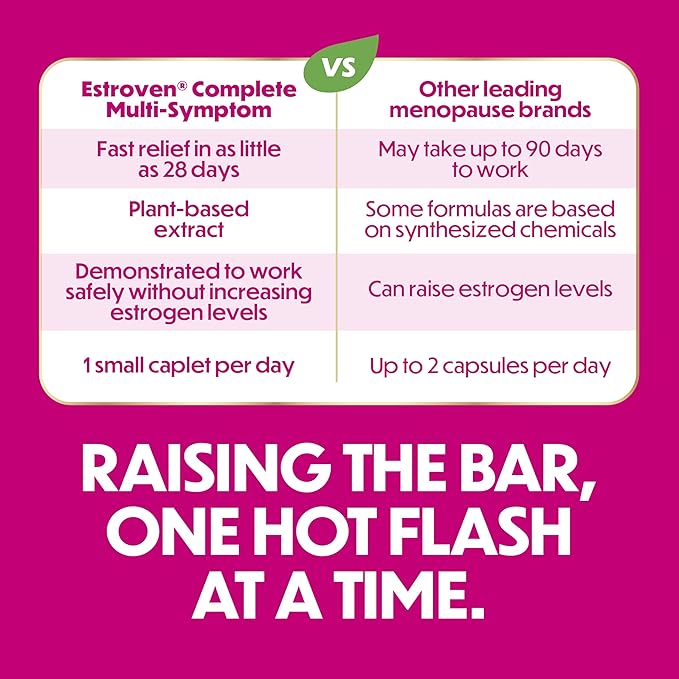 Estroven Complete Multi-Symptom Menopause Supplement for Women, 28 Ct., Clinically Proven Ingredient Provide Menopause Relief & Night Sweats & Hot Flash Relief* Drug-Free & Non-GMO