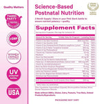 Pink Stork Total Postnatal Vitamins for Women with Vegan DHA, Iron, Folate, and Vitamin B12, Postpartum Recovery Essentials, Daily Supplement for Breastfeeding Moms - 3 Month Supply