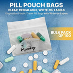 Pill Pouch Bags - (Pack of 15000) 3" x 2.75" Pill Baggies and Disposable Plastic Travel Pill Bags with Write-on Labels
