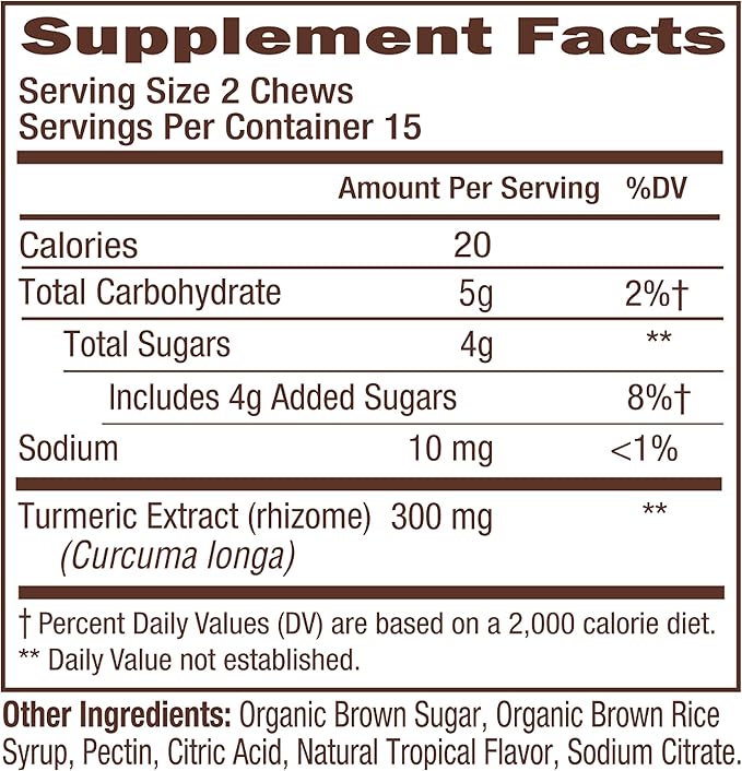 Himalaya Turmeric Chews with Curcumin for Healthy Joint Support, and Optimum Flexibility & Mobility, 300 mg of Extracts per Serving, 30 Soft Chews, 15 Day Supply