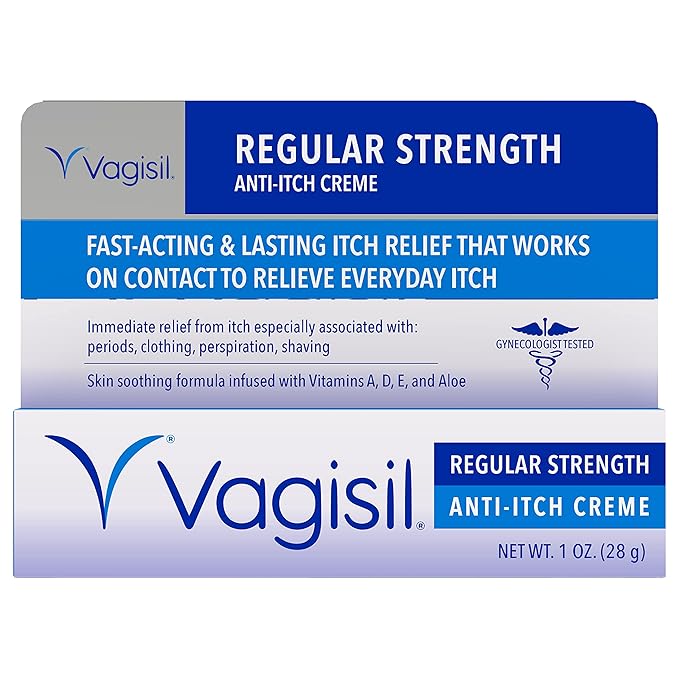 Vagisil Regular Strength Anti-Itch Feminine Cream for Women, Gynecologist Tested, Hypoallergenic, Fast-acting and Long-lasting Itch Relief, Vaginal Moisturizer Soothes and Cools, 1 oz (Pack of 1)