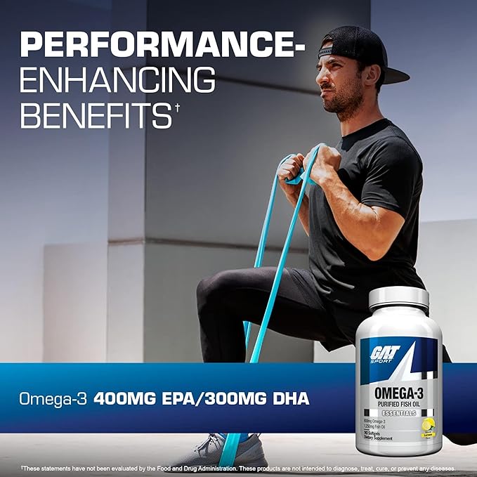 GAT SPORT Essentials Omega-3 Purified Fish Oil, 90 Softgels
