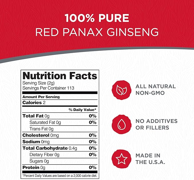 Red Panax Ginseng Powder with Natural Ginsenosides (16 oz)- Supports Healthy Energy, Vitality, Mood and More, Korean Panax Ginseng Root Powder for Smoothies, Coffee or Drinks (2 Packs)